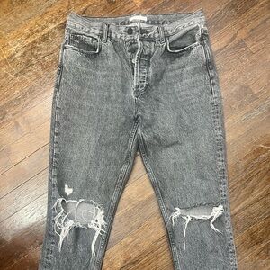 Anine Bing Gray Distressed Boyfriend Jeans